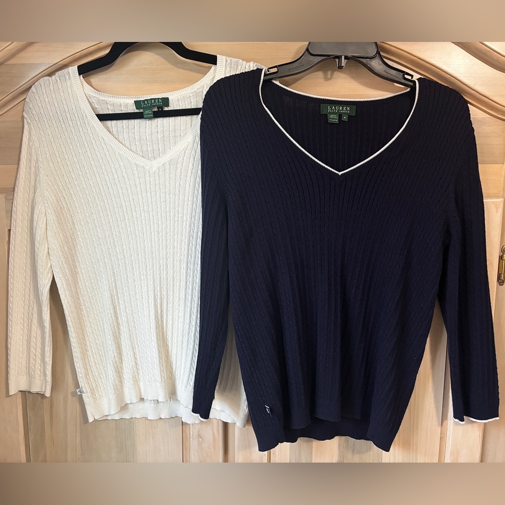 Ralph Lauren sweaters | size medium | navy and white | like new
